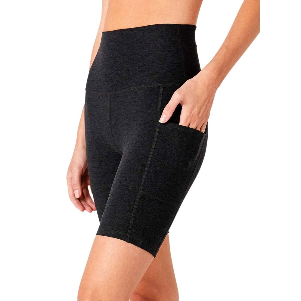 Beyond Yoga Biker Shorts Womens XL Black Good Spacedye High Waisted Pockets